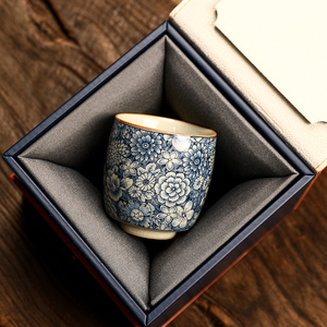 汝窑青花主人杯家用中式简约茶杯个人专用喝茶陶瓷茶具品茗杯单杯
