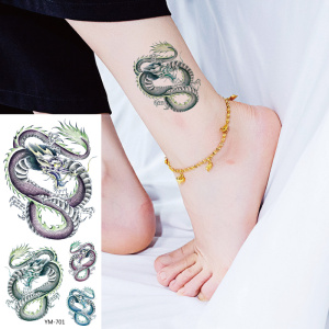 个性彩绘手臂大臂花臂手腕腿胸飞青龙螭龙神龙纹身贴防水持久x701
