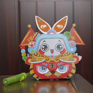 元宵节灯笼diy福兔爷生肖卡通手工制作材料包塑料发光幼儿童新