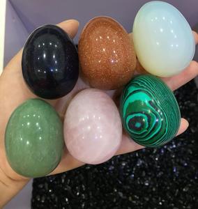 天然鸡蛋手把件天然粉晶石头小摆件东陵玉金沙石蓝砂石蛋白石摆饰