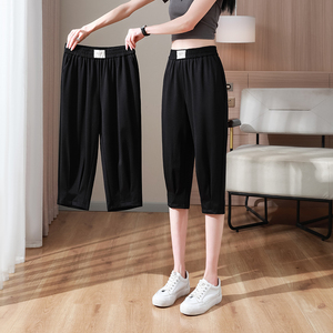 12夏装冰丝中裤13初中高中学生岁女孩15薄款16七分休闲哈伦运动裤