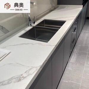 岩板台面定制厨房橱柜人造石岛台纯色石英石灶台仿天然大理石板材