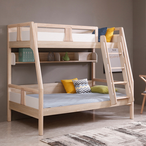 北欧原木高低床双层床儿童床简约成人小户型两层实木子母床