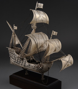 一帆风顺/约560克纯银哥伦布探险船队圣玛利亚号船模型摆件