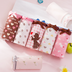 北极人北极绒女士内裤女全棉100%纯棉裆非抗菌面料中腰少女印花三