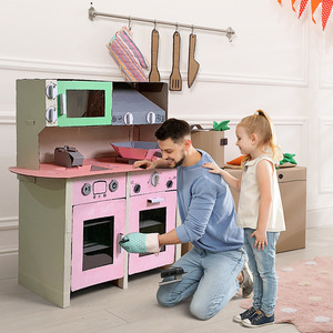 幼儿园生活区角儿童过家家玩具纸箱厨房燃气灶模型抽油烟机手工