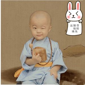 小和尚衣服儿童纯棉古装少林寺袍男童摄影服秋冬宝宝拍照演出服装