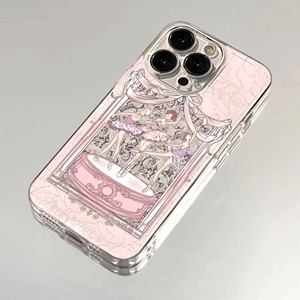粉芭蕾女孩透明保护软壳适用苹果15pro手机壳少女iphone14新款13高级感12全包11防摔xr硅胶套xsmax小众78plus