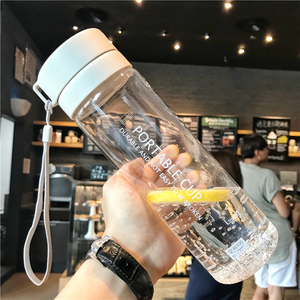 韩版运动大容量塑料杯男女学生情侣创意便携带茶隔清新随手水杯子