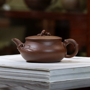 全手工紫砂壶周丽琴原矿紫泥竹节壶宜兴紫茶小茶壶
