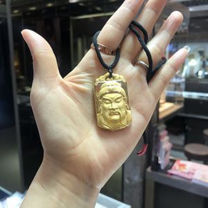 香港六福珠宝古法金忠义春秋关公吊坠 立体足金保平安关羽挂坠