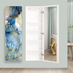 穿衣镜挂墙全身镜子收纳柜玄关装饰画卧室家用壁挂实木试衣镜贴墙