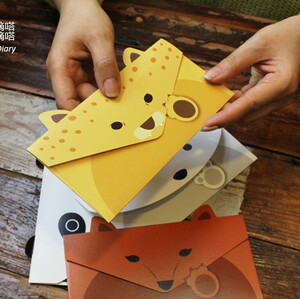 超可爱 萌萌哒创意动物三折卡 信纸 信封 贺卡 红包 满包邮