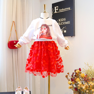 女童套装2019春装新款韩国儿童时髦卫衣洋气立体…