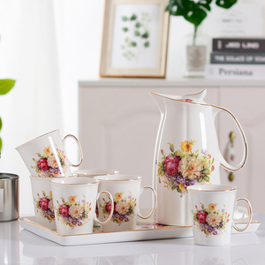 家用水具套装陶瓷茶杯凉客厅杯子套装创意凉水壶结婚乔迁礼品欧式