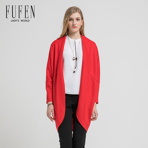 fufen福芬2017春夏新女宽松通勤中长条纹风衣外套s-7785-1 1