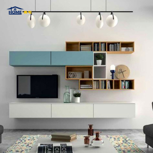 客厅北欧电视柜挂墙 简约现代背景墙组合储物壁柜吊柜电视柜一体