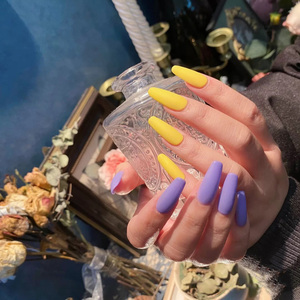 mei studio美甲 紫黄磨砂鸳鸯 欧美风长款轻奢成品甲片贴穿戴甲