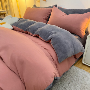 牛奶绒被套单件ab面单面绒水洗棉加绒珊瑚绒单双人被罩法兰绒秋冬