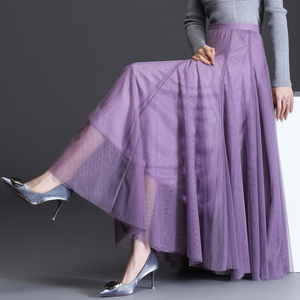高腰纱裙半身百褶女秋冬2021年新款长裙收腰显瘦裙子中长a字大摆