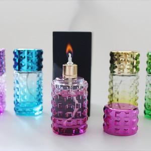 彩色透明玻璃酒精灯 便携创意新款小巧迷你 送灯芯