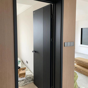 潮盛定制实木法式简约室内橡木黑色环保烤漆门平开卧室门复古式房