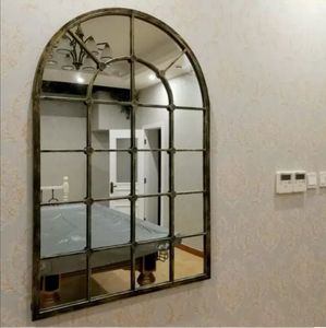 欧美式圆弧假窗户装饰镜子铁艺挂镜玄关壁炉镜餐客厅壁饰墙面壁景