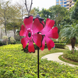 户外风车装饰庭院花园别墅园林幼儿园小区造景摆件铁艺花朵太阳能