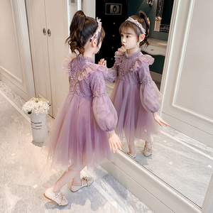 韩国女童连衣裙春秋2024新款洋气小女孩童装韩版长袖儿童公主裙子