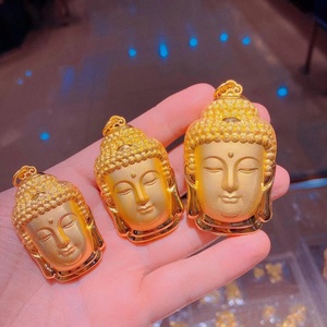 周大生足金黄金佛头吊坠男士女士挂坠
