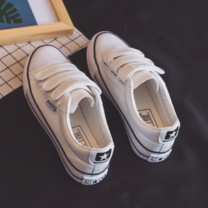 魔力贴帆布鞋女春季2020新款魔术贴小白鞋魔法贴学生鞋子粘贴板鞋