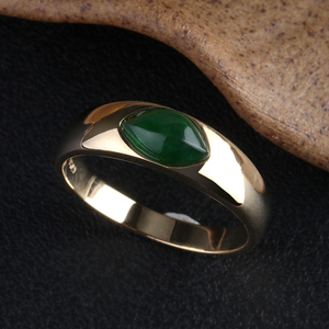 冠誉珠宝  马眼形翡翠镶嵌加工定制18k素金戒指款式 戒面镶嵌戒托