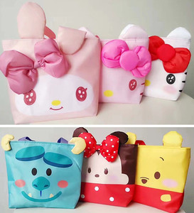 可爱卡通收纳休闲小领包外出手拿手提包拉链便当包午餐饭盒袋女