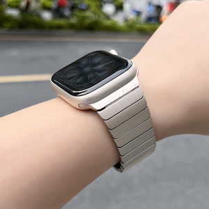 适用苹果手表表带iwatch8金属applewatch7/6/SE/5/4代高级s7链式蝴蝶扣男士s8ultra钛合金不锈钢带非官方原装