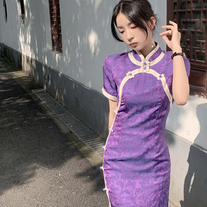 晚礼服女紫色长款