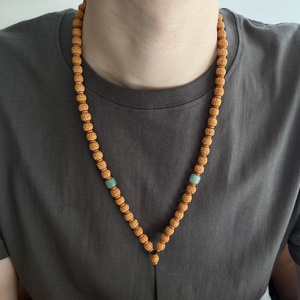 定制天然藏式小金刚菩提子吊坠挂绳 男款挂脖绳链 翡翠文玩毛衣链