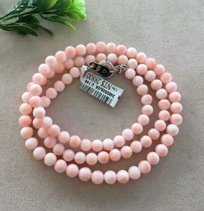 台湾饰品 多圈珊瑚手链 女款三圈手串 可爱粉项链5-5.5mm绮丽圆珠
