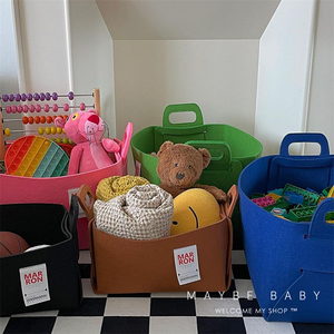 韩国ins儿童房玩具收纳篮家用杂物彩色收纳筐零食大号整理储物盒
