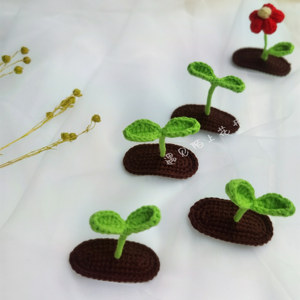 纯手工毛线发夹可爱立体小草豆芽发卡儿童亲子网红bb夹精致钩织