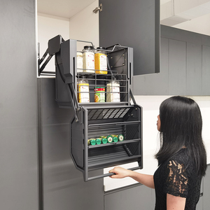 VASE SHOP新双体收纳得500深厨房冰箱顶柜橱柜升降拉篮联动下拉架