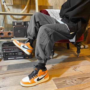 胖人胖子休闲裤微胖男生配aj的裤子男穿搭显瘦卫裤宽松束脚运动裤