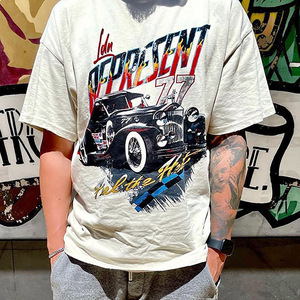 过验represent老爷车印花美式高街水洗做旧破坏潮牌宽松短袖t恤男