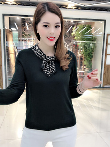 纬诗娜v0603正品2021春新款时尚百搭圆领显瘦天丝针织衫大码女