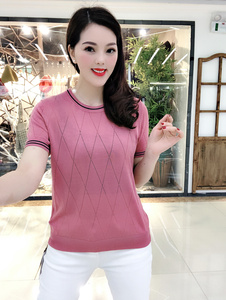 优衣笛yyd-36765正品2021夏款时尚圆领天丝针织衫大码显瘦毛衣女