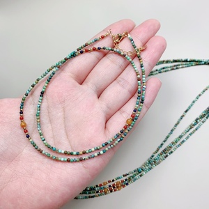 天然绿松石mini小珠子项链锁骨链 2mm左右精致小珠子绿松石项链