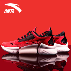 安踏男鞋跑步鞋官网旗舰2021秋冬季新款缓震红色休闲网面运动鞋男