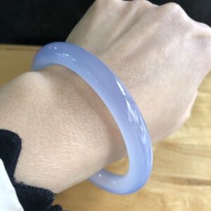 土耳其蓝玉髓手镯原矿无优化大圈口63到67内径配盒子