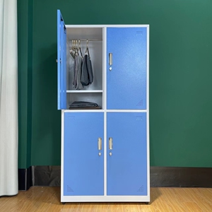 东莞现货蓝色两门更衣柜铁皮柜工厂员工宿舍四门衣帽柜储物柜双门