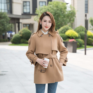 3qr双面0羊绒羊毛大衣女珂洛芮2020秋冬新款假两件毛呢外套da1323