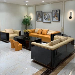 意式轻奢真皮沙发宾利高端现代别墅客厅碧桂园样板间全屋定制家具